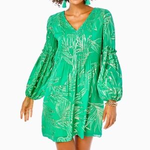 Lilly Pulitzer Botanical Green Silk Dress, NEW WITH TAGS